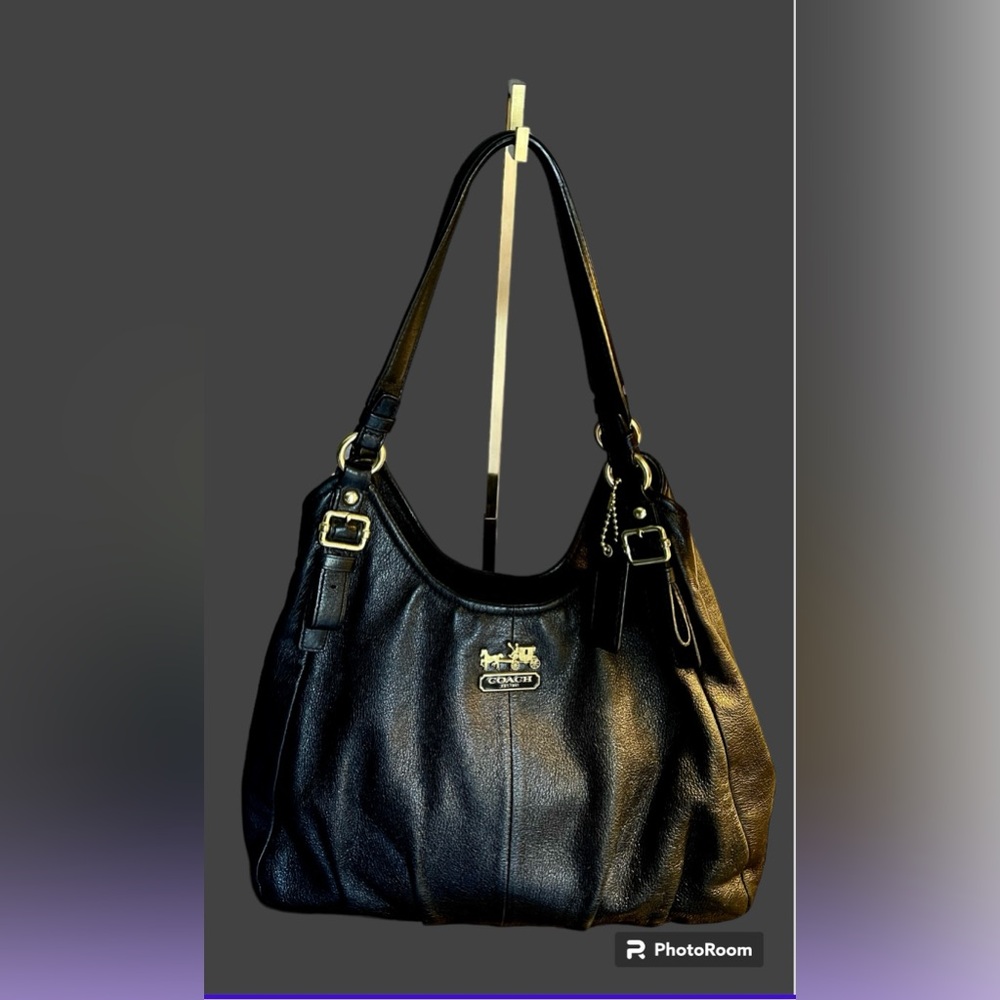 Coach Leather Madison Bag She’s a Black Beauty EUC Fuchsia interior EUC - Picture 5 of 13